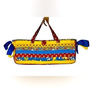 Vibrant & Colorful Art to Wear Beach Tote Bag with Fabric-Covered Button Closure